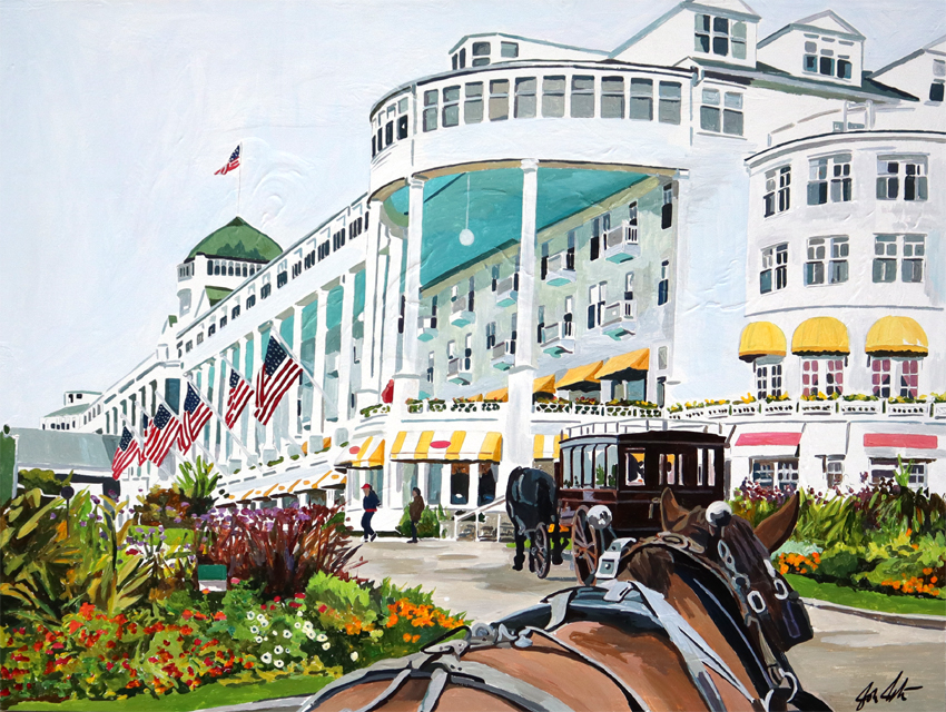 Approaching The Grand Hotel Mackinac Island Giclee Print On Archival Paper 24 X 32